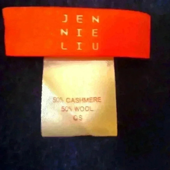 Cashmere wool blend soft NAVY blue lux scarf Jennie Liu. - Picture 5 of 11